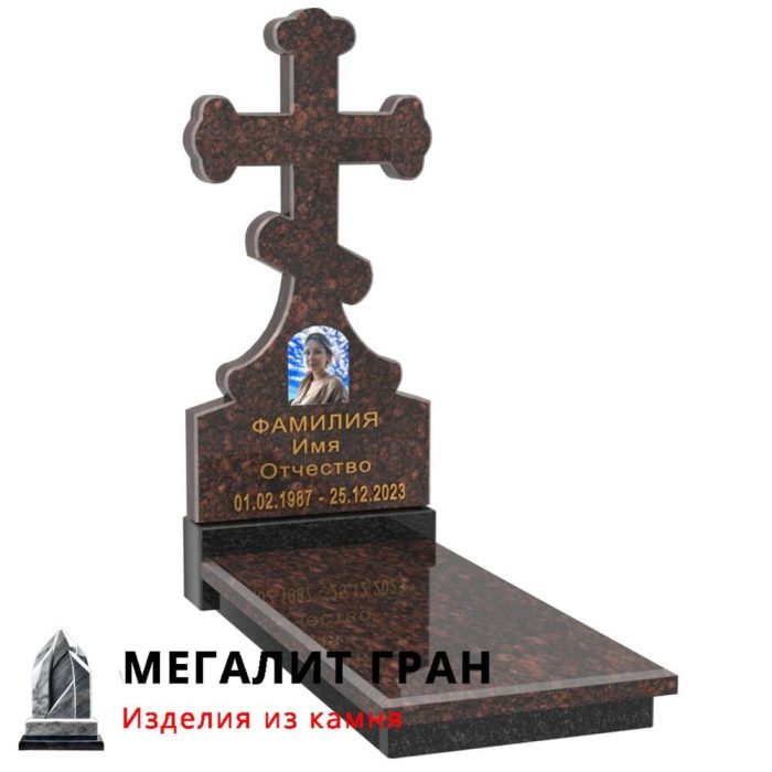R-043 памятник одиночный, крест, резной — изображение 9