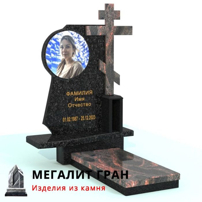 А-04 памятник одиночный, комбинированный, элитный с крестом — изображение 2