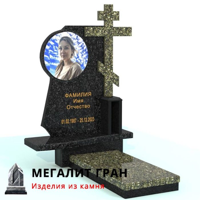 А-04 памятник одиночный, комбинированный, элитный с крестом — изображение 4