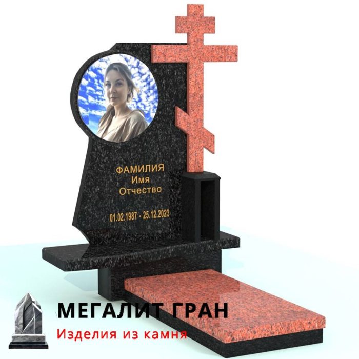 А-04 памятник одиночный, комбинированный, элитный с крестом — изображение 10