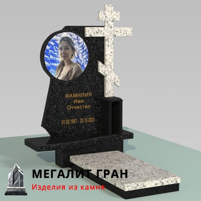 А-04 памятник одиночный, комбинированный, элитный с крестом — изображение 11