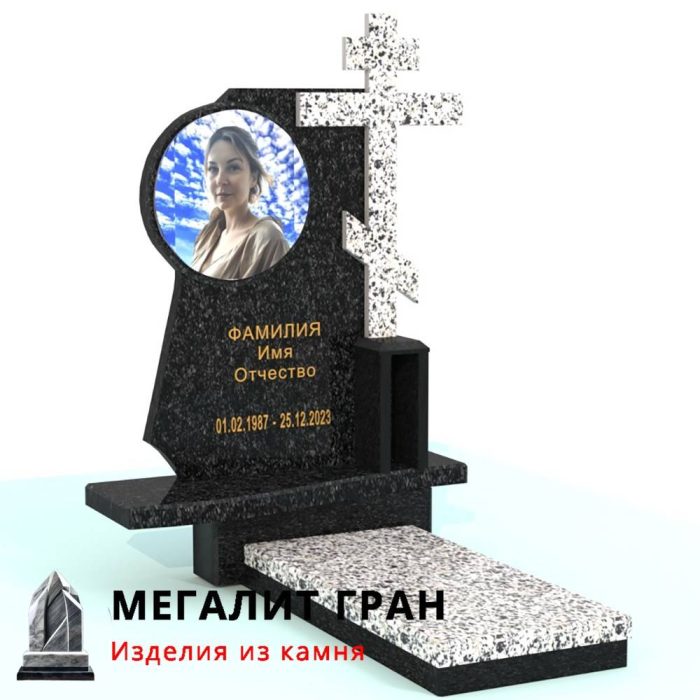 А-04 памятник одиночный, комбинированный, элитный с крестом — изображение 12