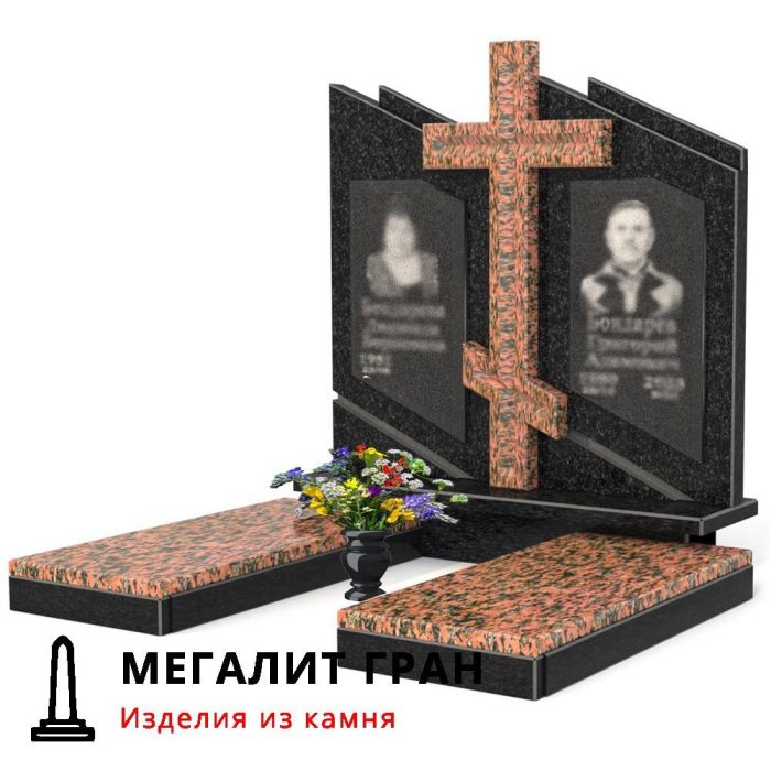 D-103 памятник двойной, комбинированный с крестом — изображение 3