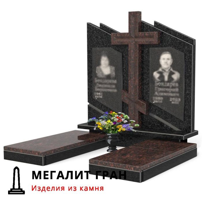 D-103 памятник двойной, комбинированный с крестом — изображение 10