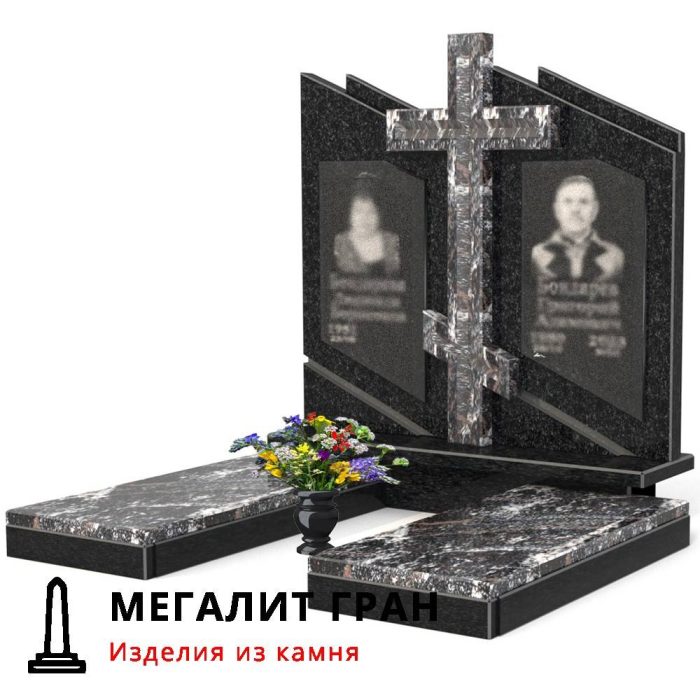 D-103 памятник двойной, комбинированный с крестом — изображение 9