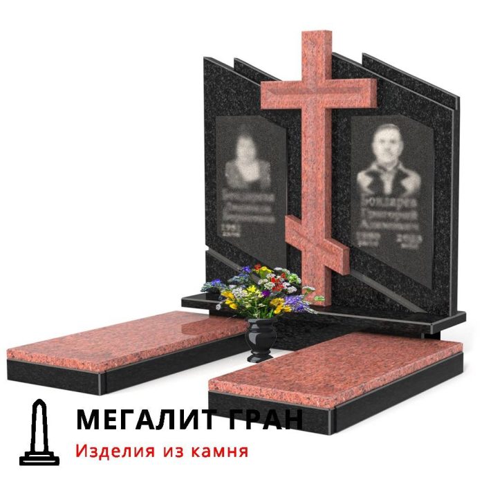 D-103 памятник двойной, комбинированный с крестом — изображение 11