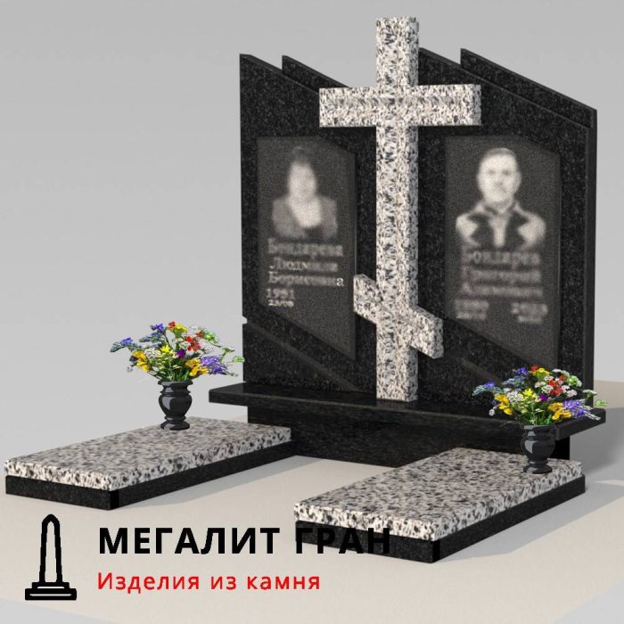 D-103 памятник двойной, комбинированный с крестом — изображение 13