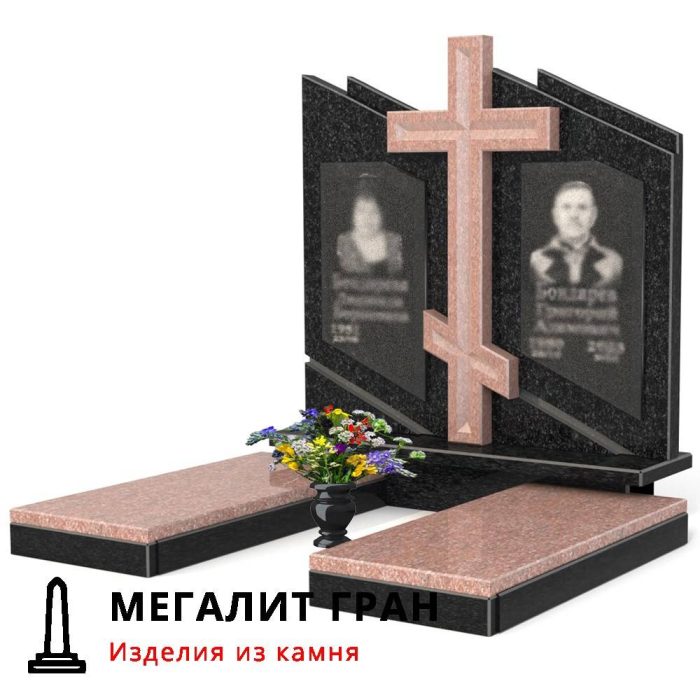 D-103 памятник двойной, комбинированный с крестом — изображение 7