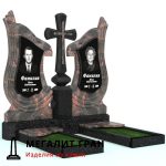 D-105 памятник двойной, резной, комбинированный, элитный с крестом — изображение 2