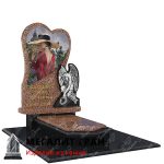 гранитный памятник в форме сердца с ангелом