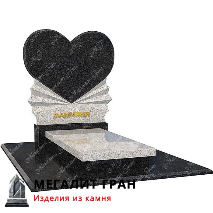 гранитный памятник двойник в виде сердца