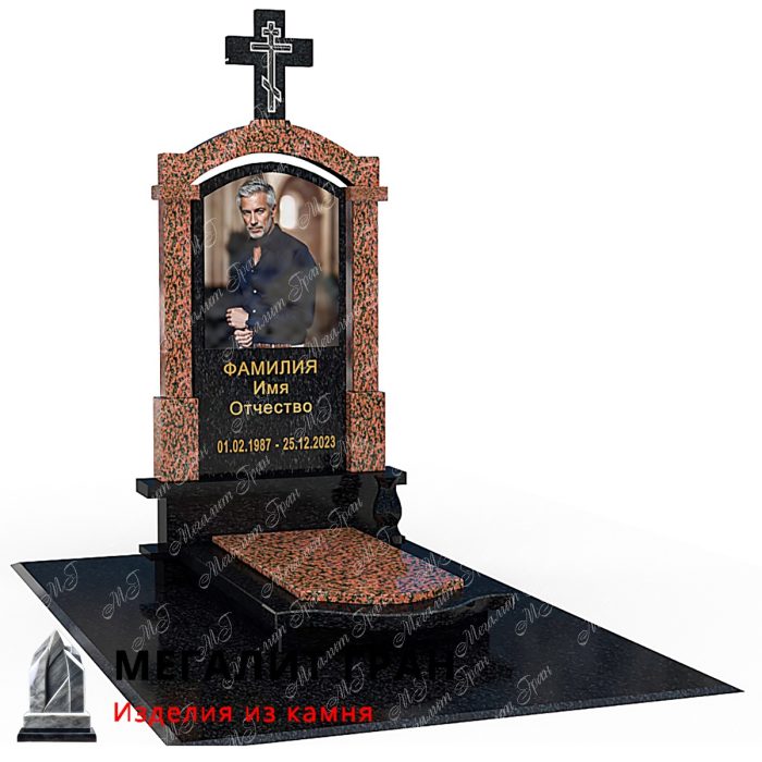 элитный комбинированный памятник с крестом в бобруйске