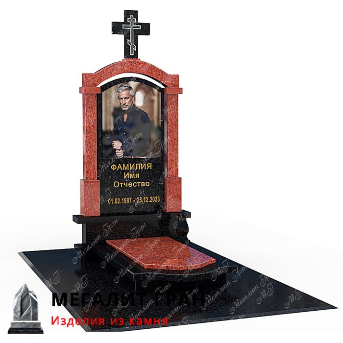 элитный комбинированный памятник с крестом в бобруйске