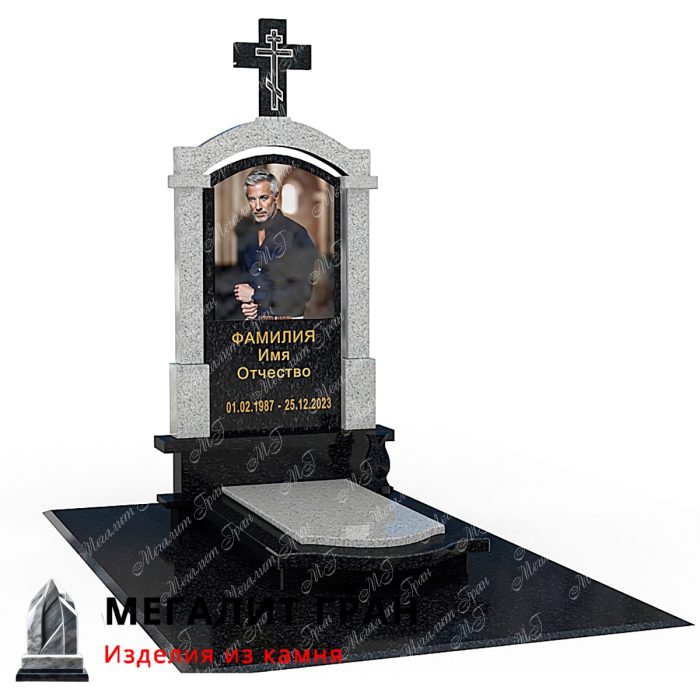 элитный комбинированный памятник с крестом в бобруйске