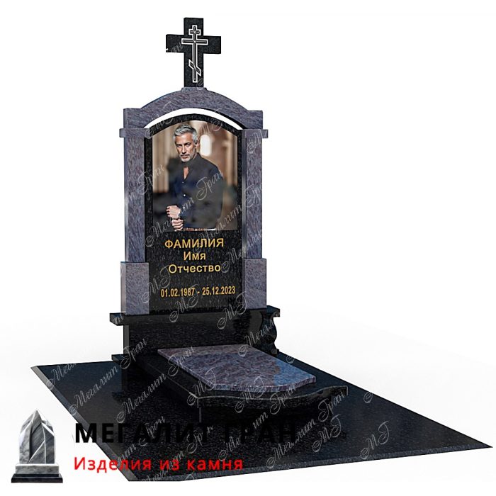 элитный комбинированный памятник в бобруйске с крестом